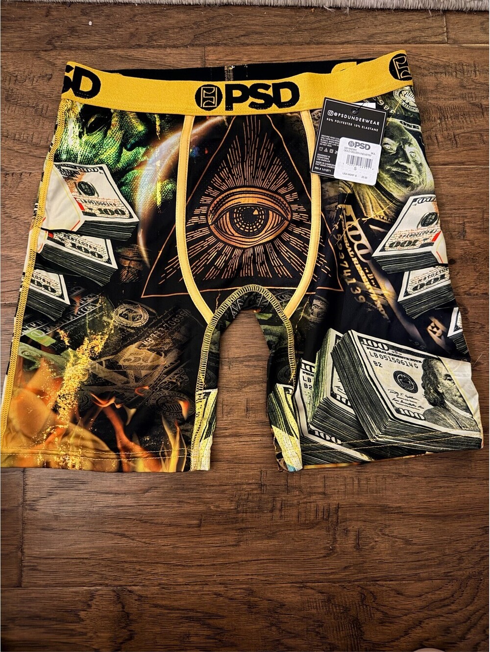 PSD Men's Boxer Briefs Money Print All Seeing Eye Graphic Size Small